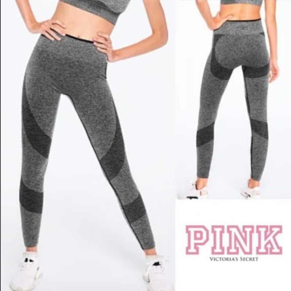 Victoria Secret Pink Seamless Workout Tight Leggings Size XS Pure Black Marl